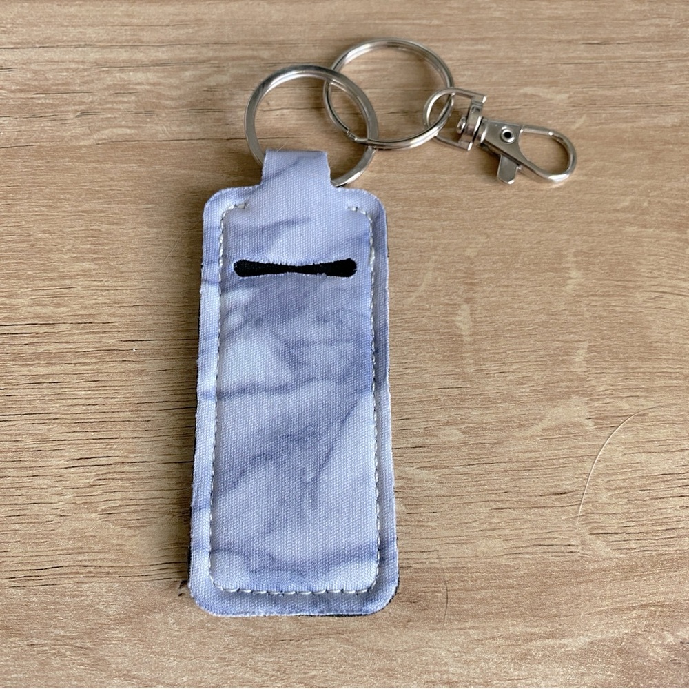 5/$20 — White Marble Chapstick Holder Keychain